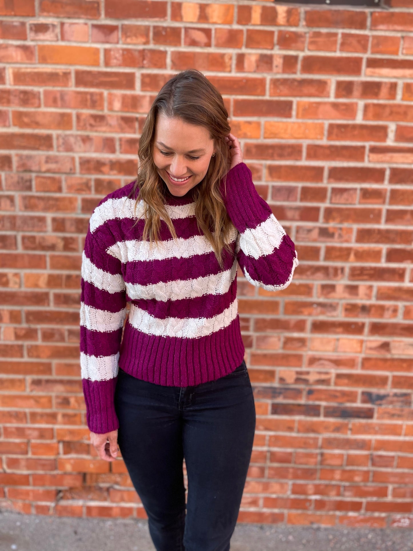 Striped Cable Knit - Purple