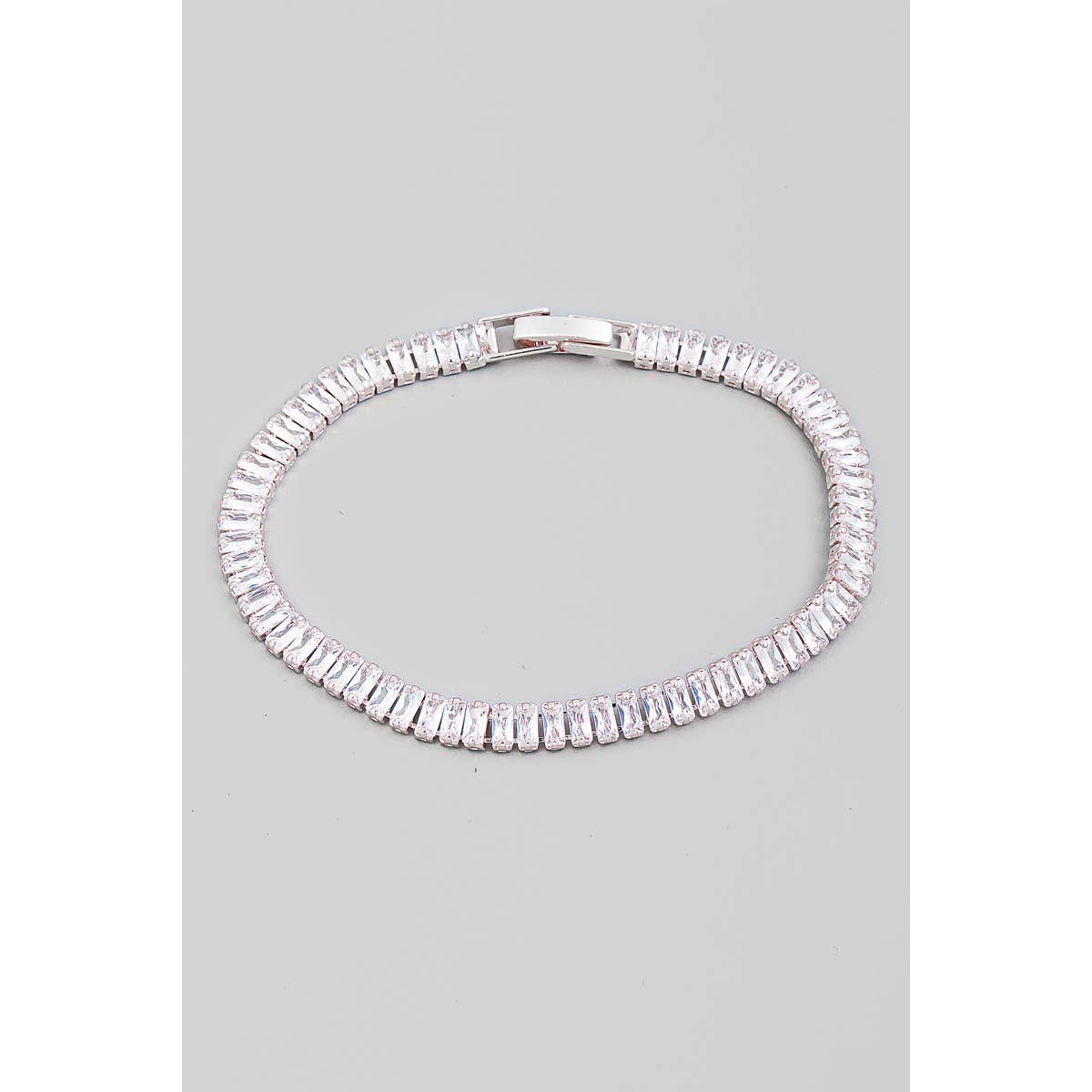 Baguette Rhinestone Tennis Bracelet: Gold