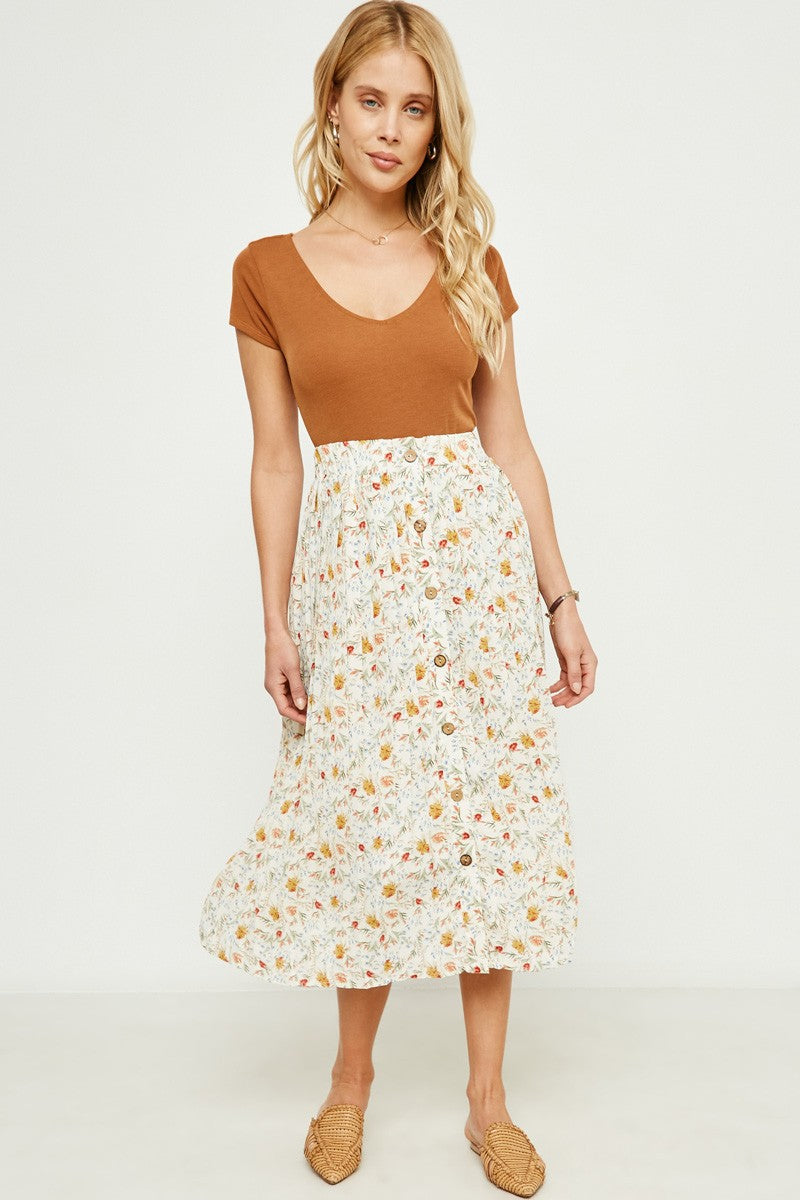 Floral Print Midi Skirt