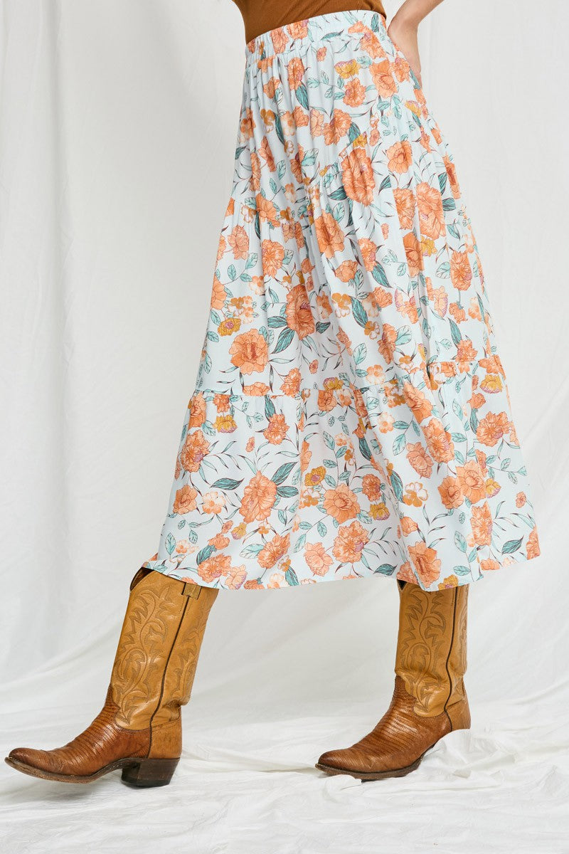 Ivory Print Skirt