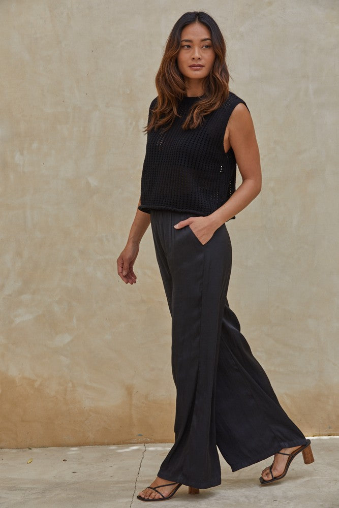 Silky Wide Leg Pant Black