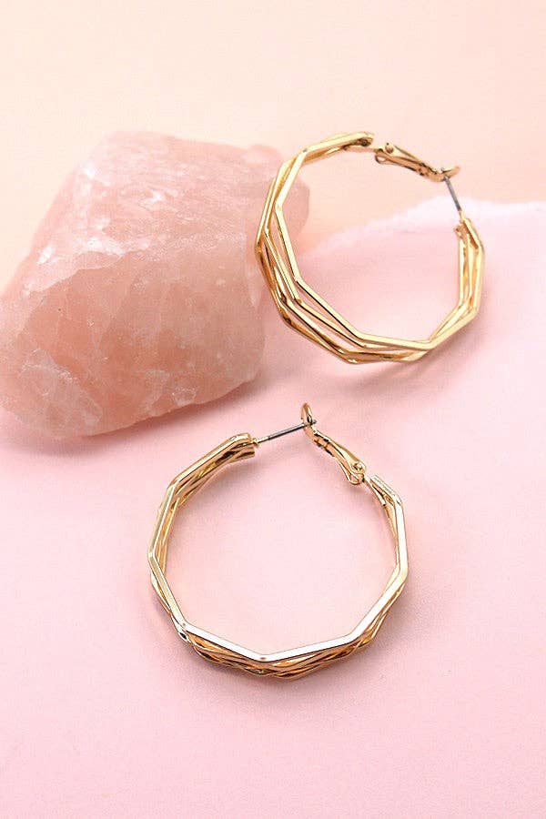 OCTAGON QUAD WIRE HOOP EARRINGS