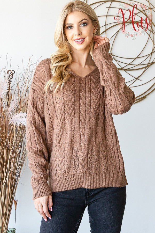 Cabled Sweater Plus
