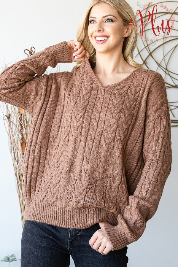 Cabled Sweater Plus