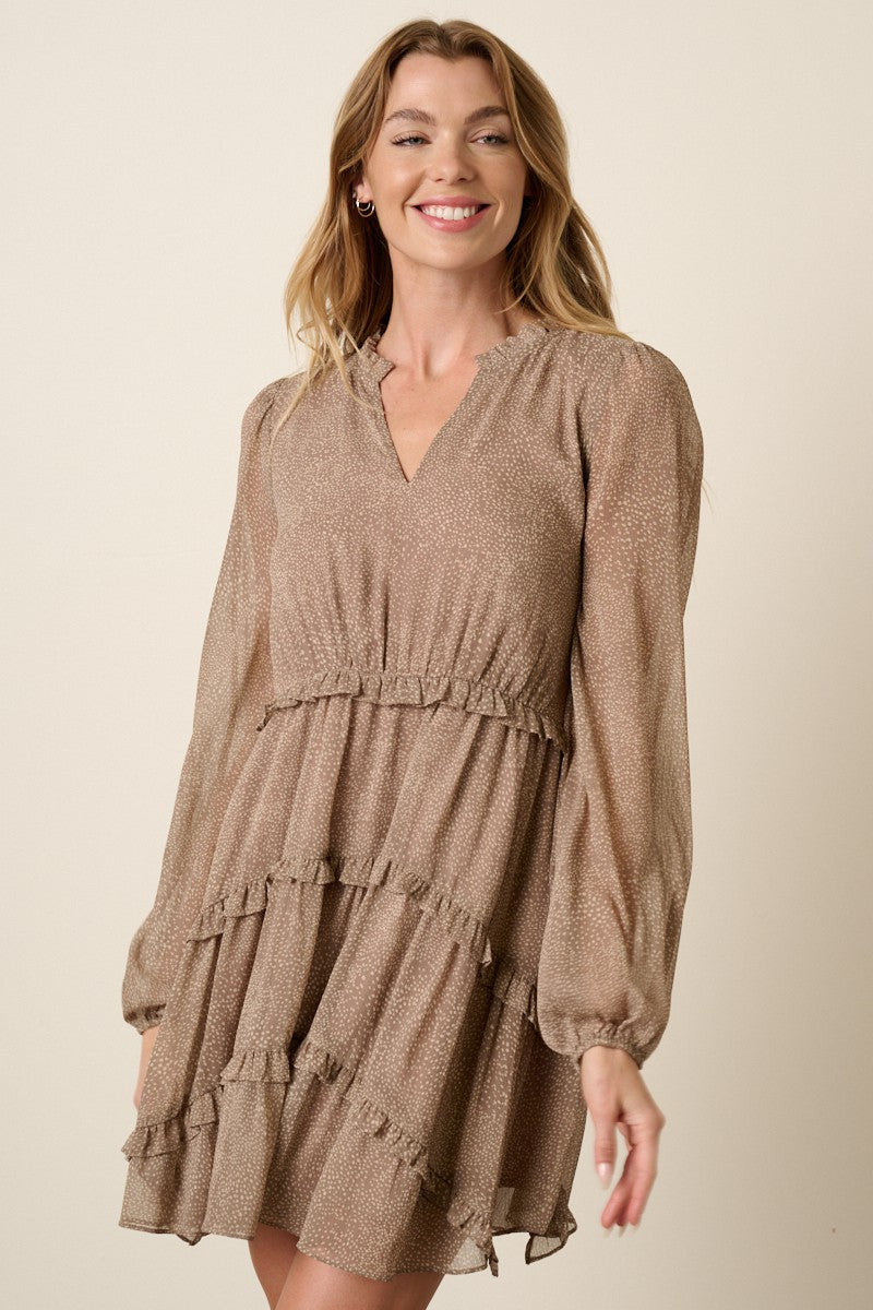 Taupe Dotted Dress