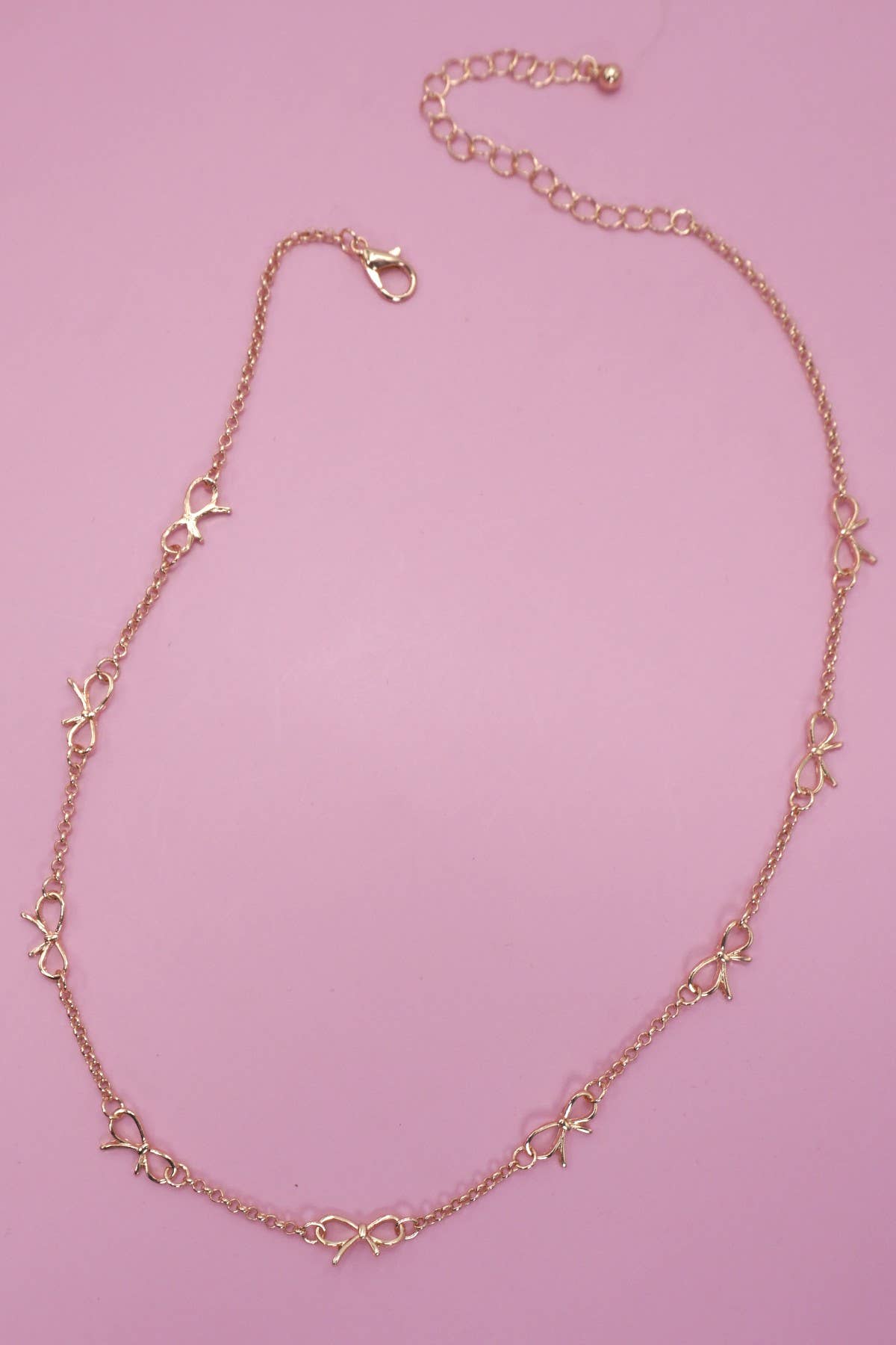 Double Layer Bow & Heart Station Necklace