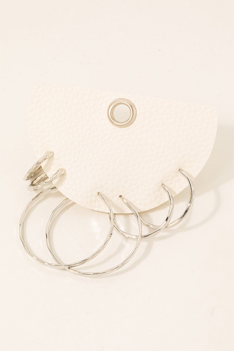 Assorted Textured Metallic Hoop Earrings Set