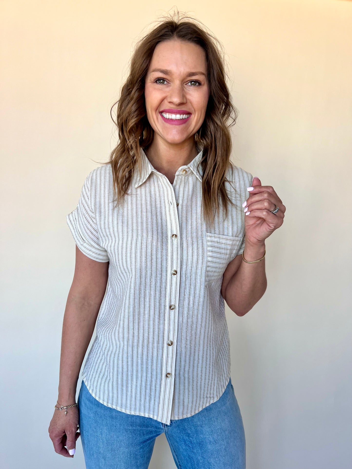 Lynny Linen Top - Khaki