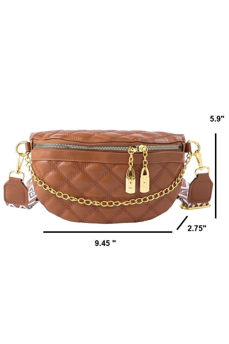 Urban Luxe Quilted Crossbody Bum Bag - Brown