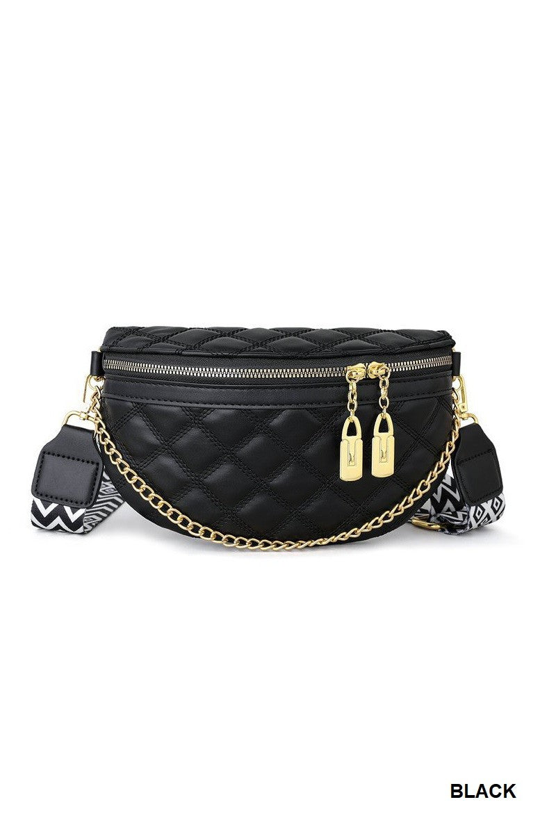 Urban Luxe Quilted Crossbody Bum Bag - Black