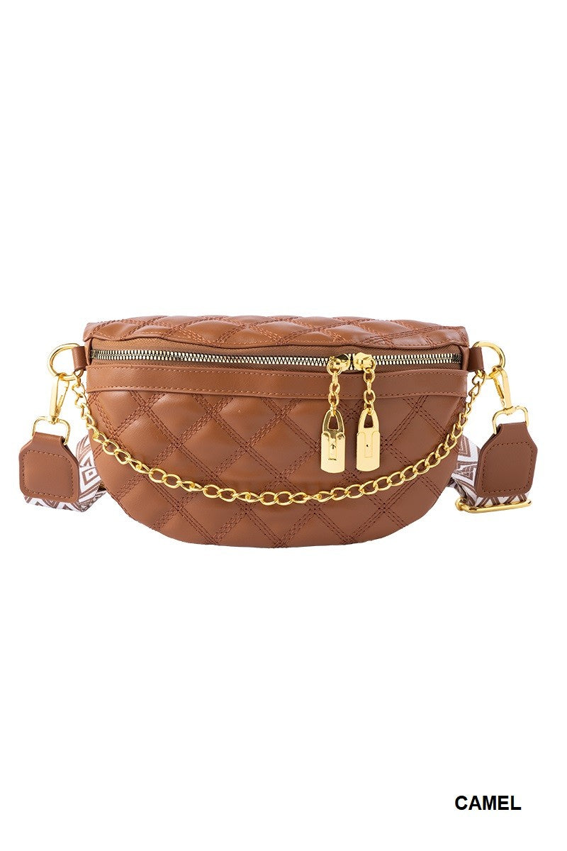 Urban Luxe Quilted Crossbody Bum Bag - Brown