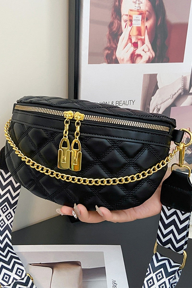 Urban Luxe Quilted Crossbody Bum Bag - Black