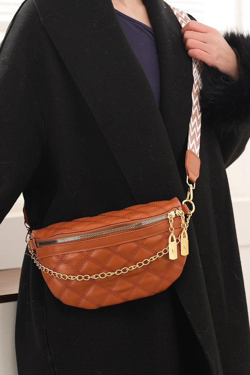 Urban Luxe Quilted Crossbody Bum Bag - Brown