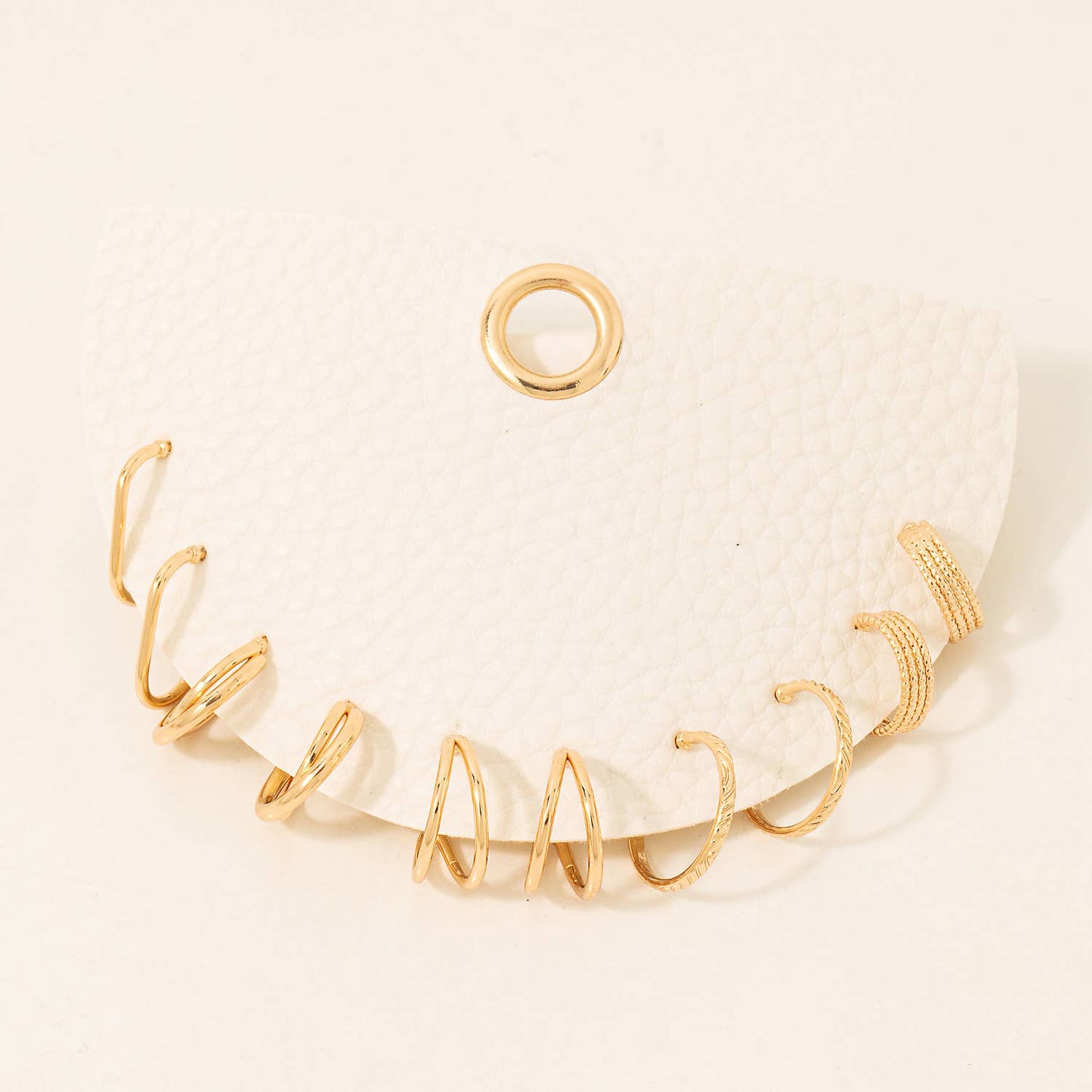 Mixed Metallic Hoop Earrings Set: Gold