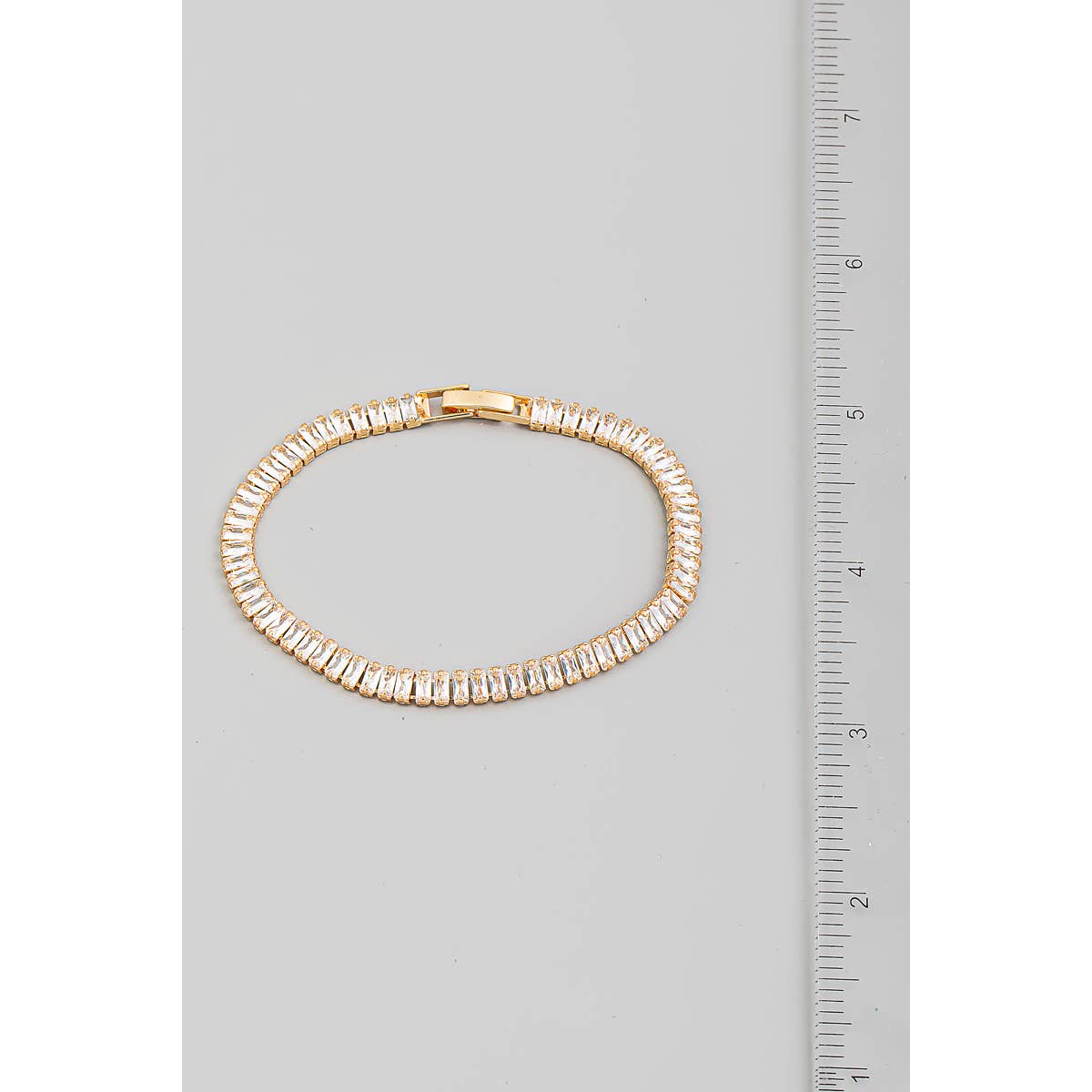 Baguette Rhinestone Tennis Bracelet: Gold