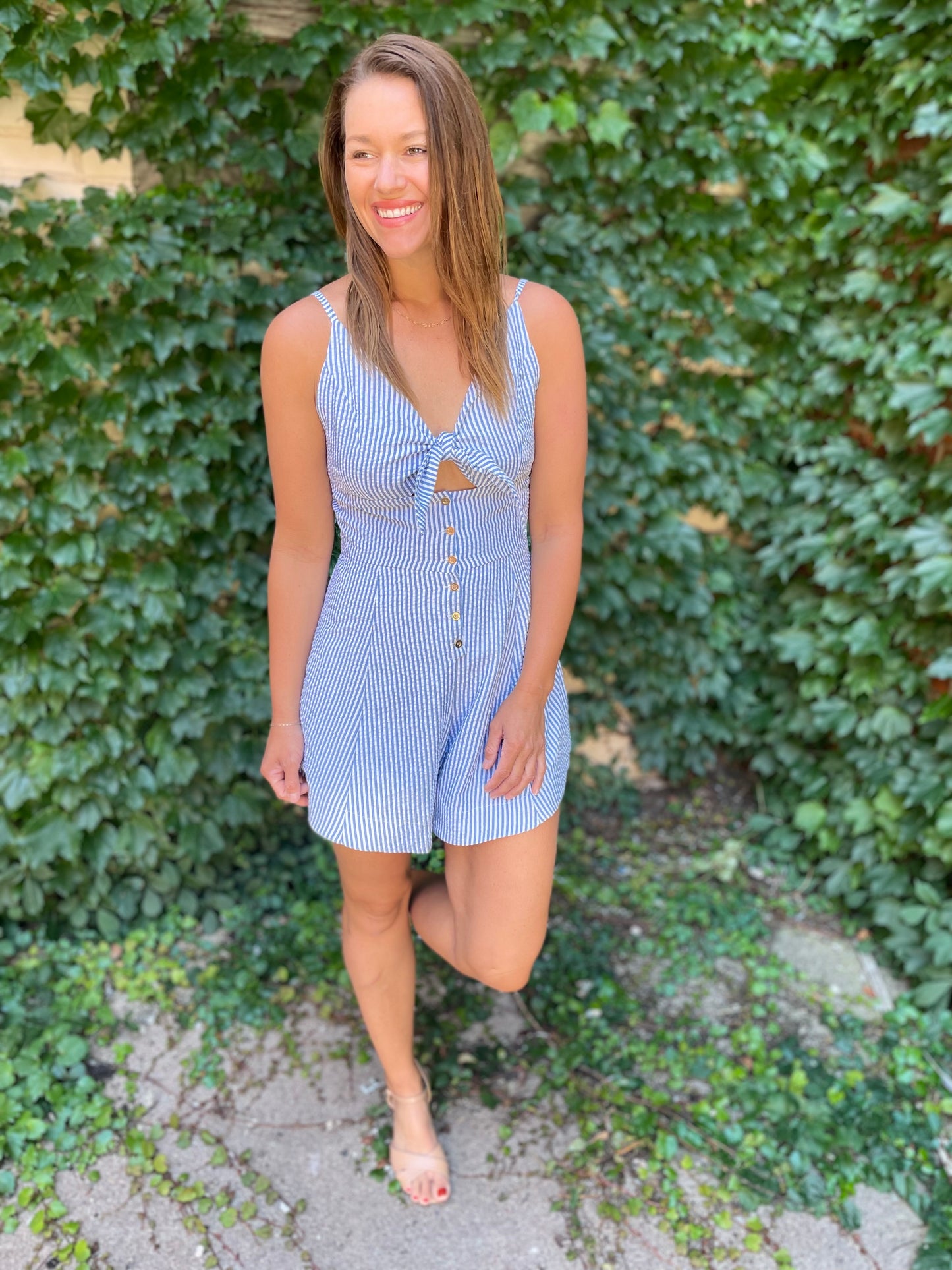 Blue Stripe Romper