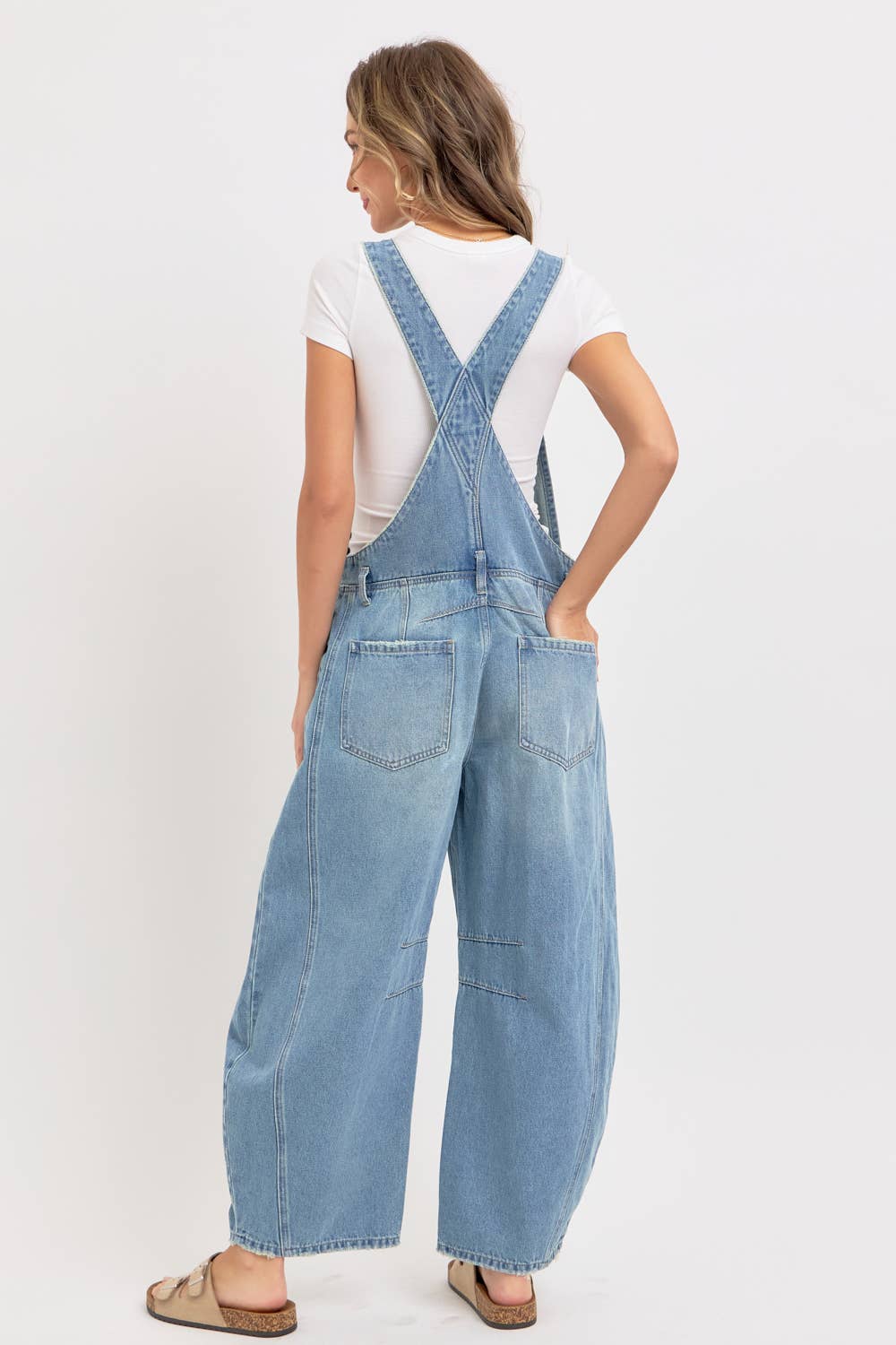 Barrel-Leg Denim Overalls