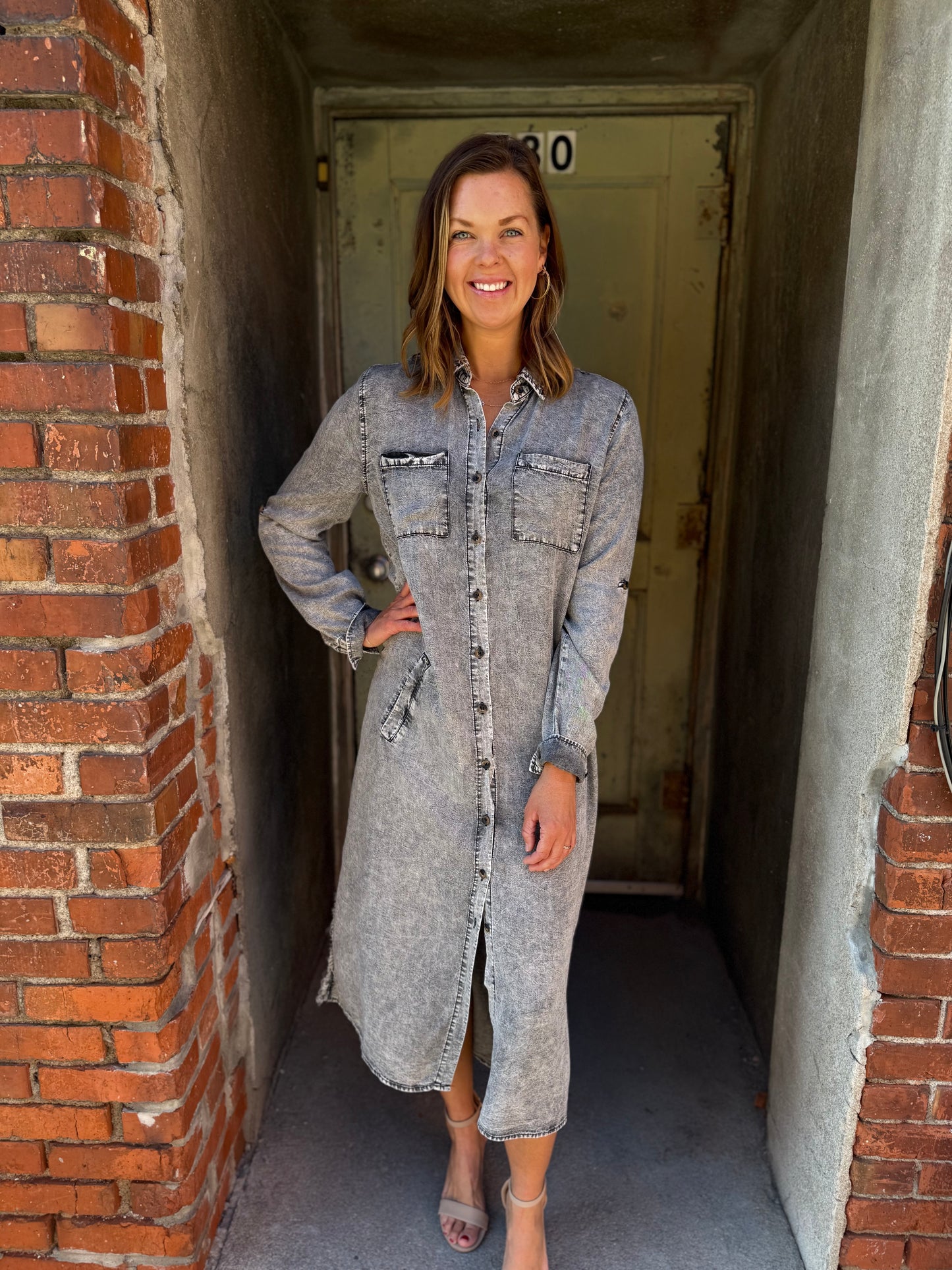 Dark Denim Tencel Denim Shirt Dress
