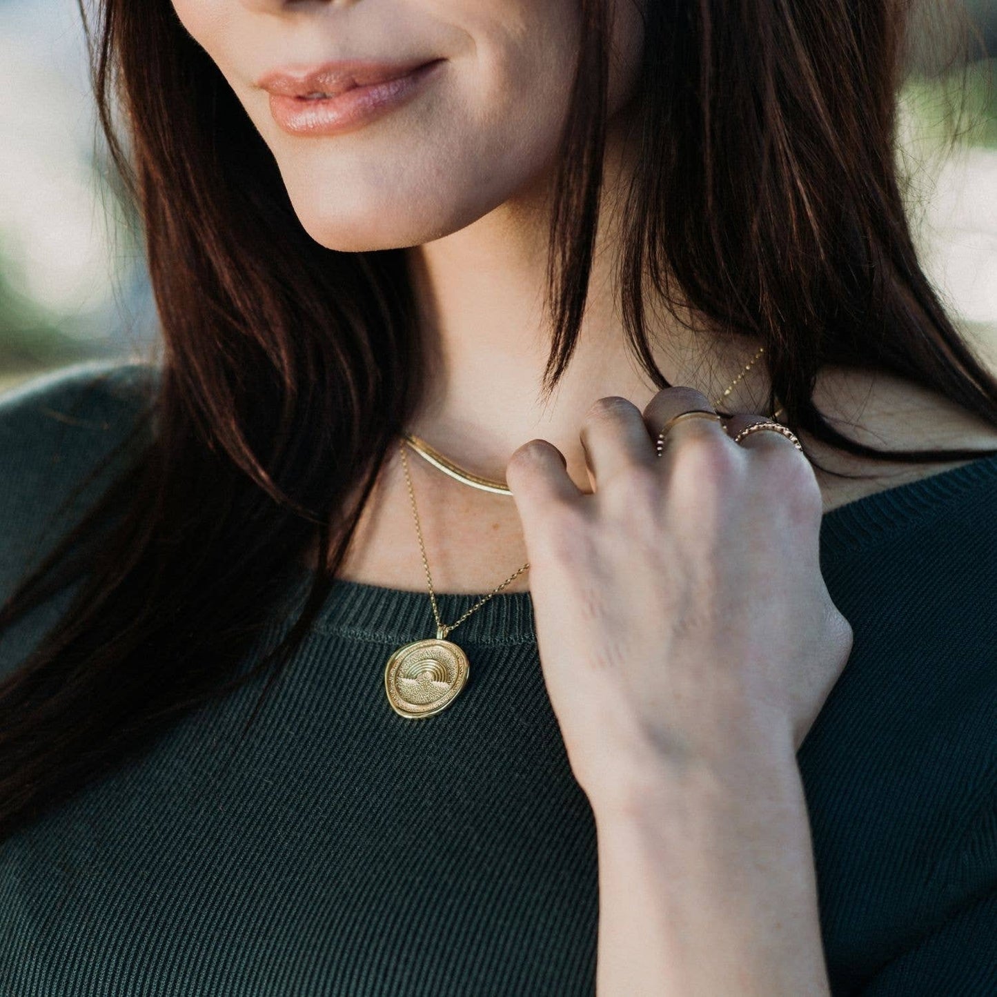 Rainbow Pendant Necklace : GOLD