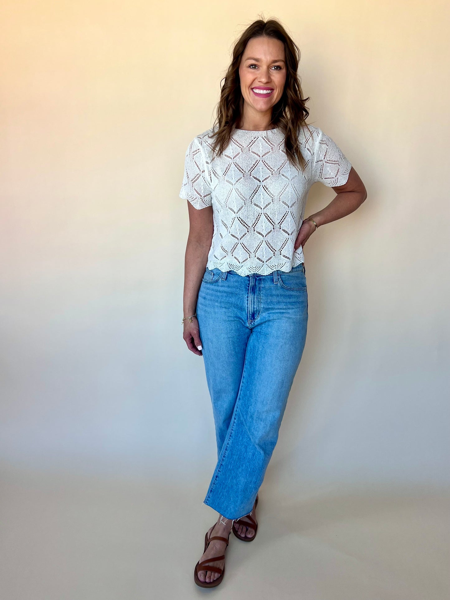 Open Stich Top - Cream