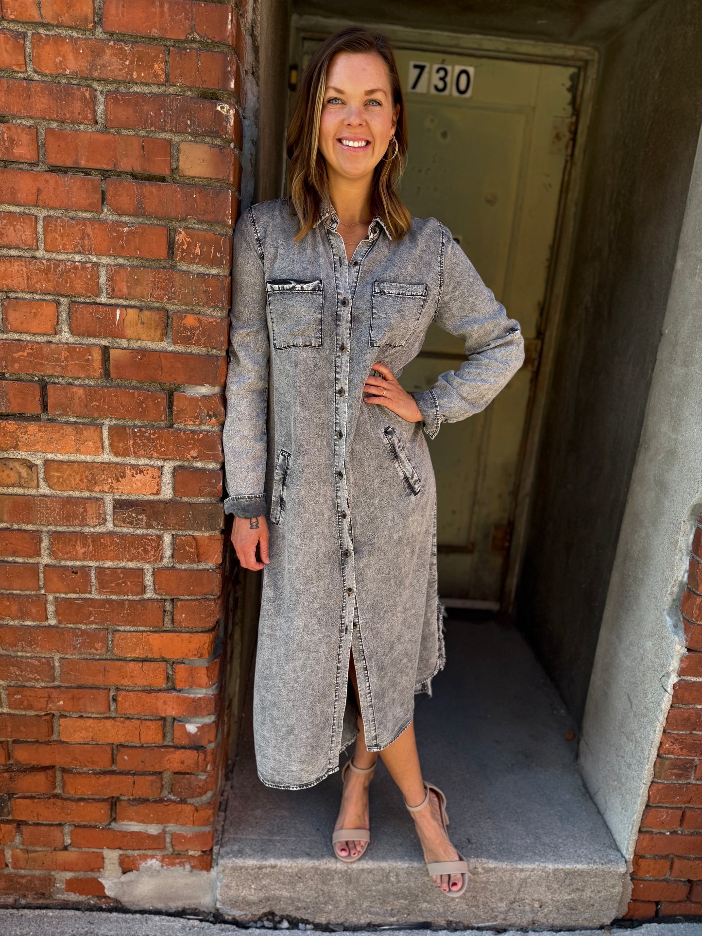 Dark Denim Tencel Denim Shirt Dress