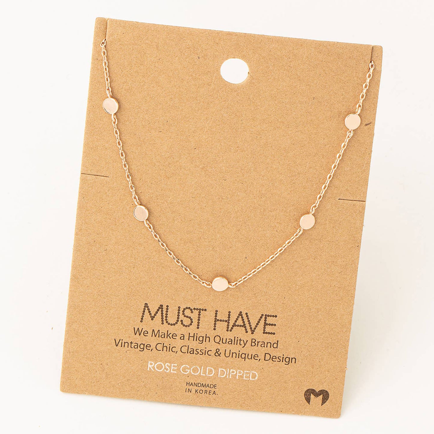 Dainty Circle Disc Station Necklace: Gold