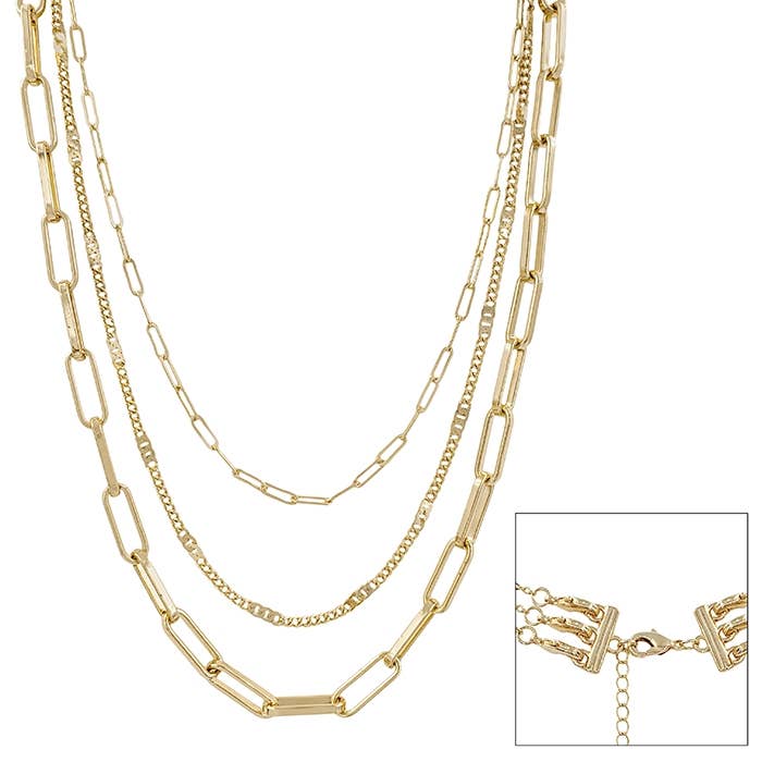 Gold Three Layered 16"-20" Necklace (multi Function)
