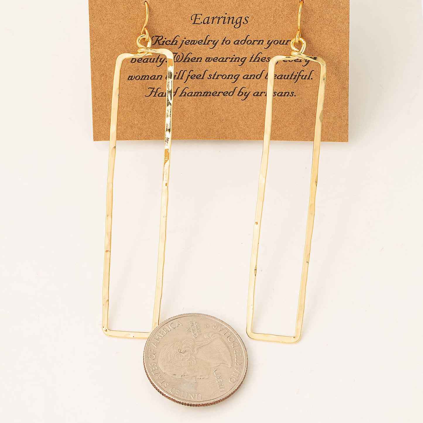 Wire Rectangle Drop Earrings: GOLD