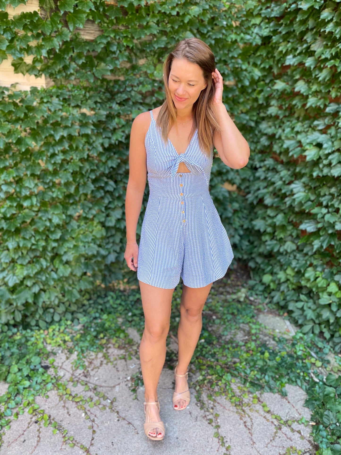 Blue Stripe Romper