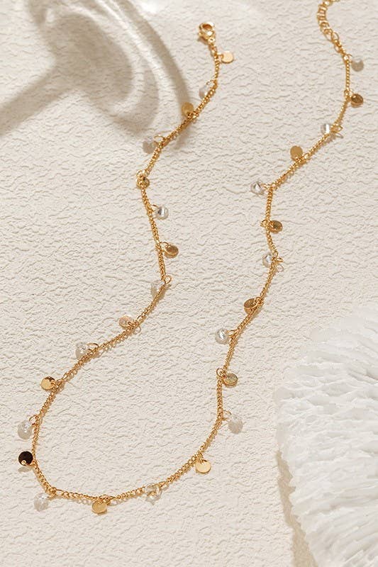 18K Gold Stainless Steel Station Necklace