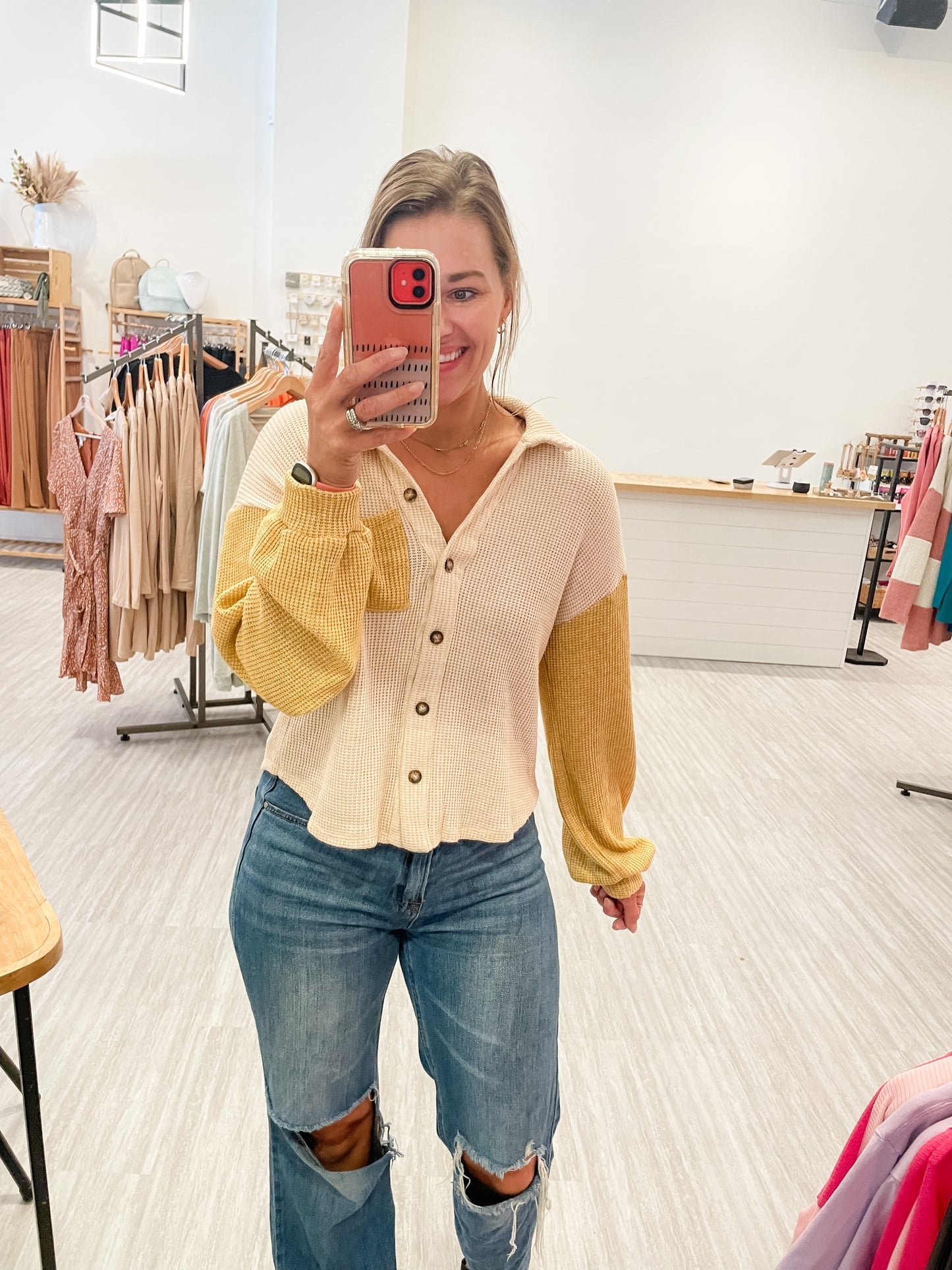 Color Contrast Knit Cardigan
