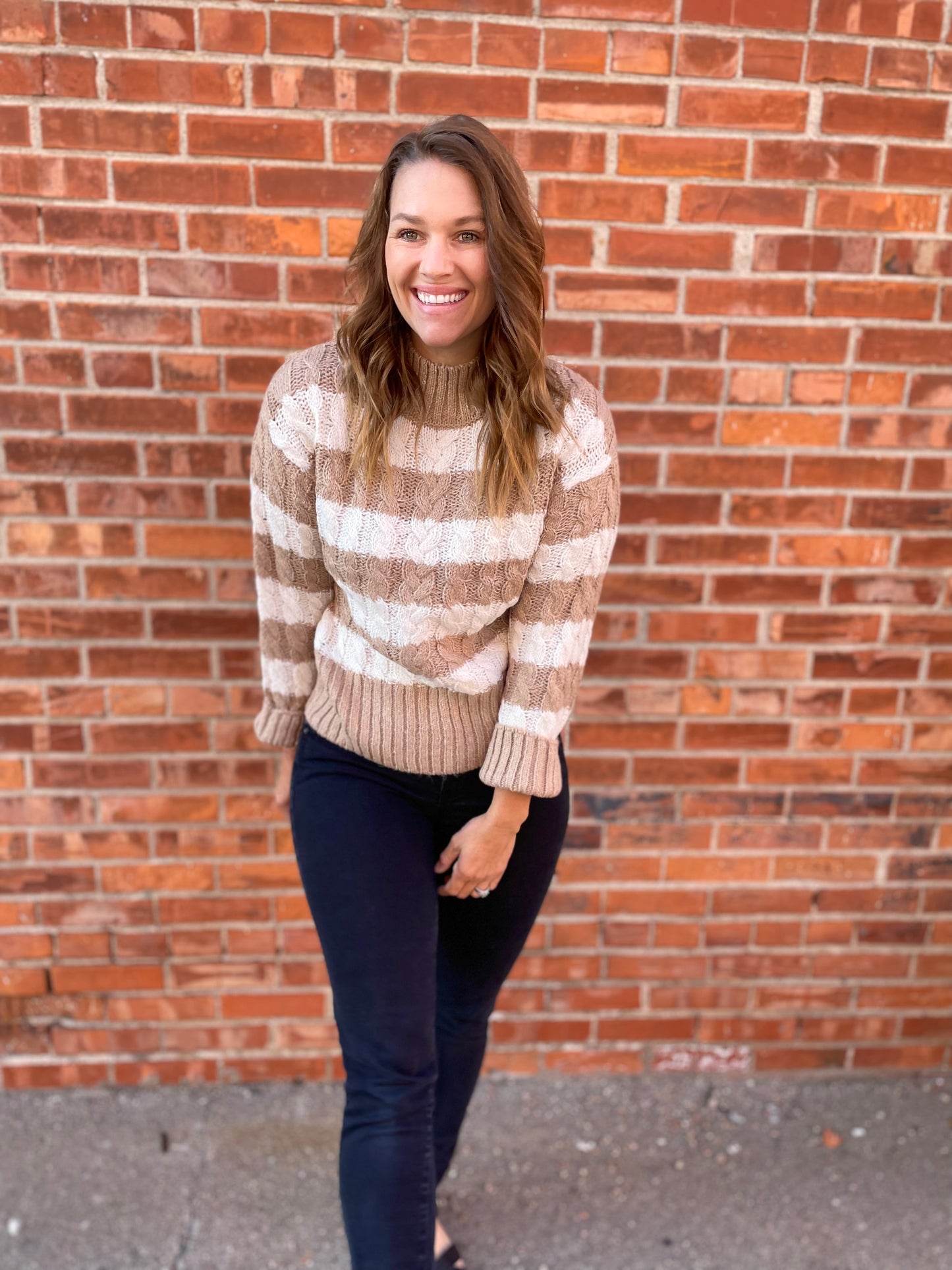 Striped Cable Knit - Tan