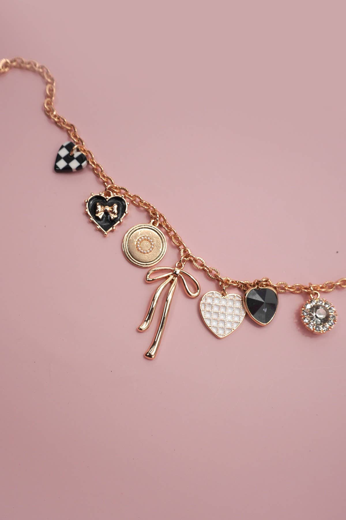 Charm Necklace Checkered Heart