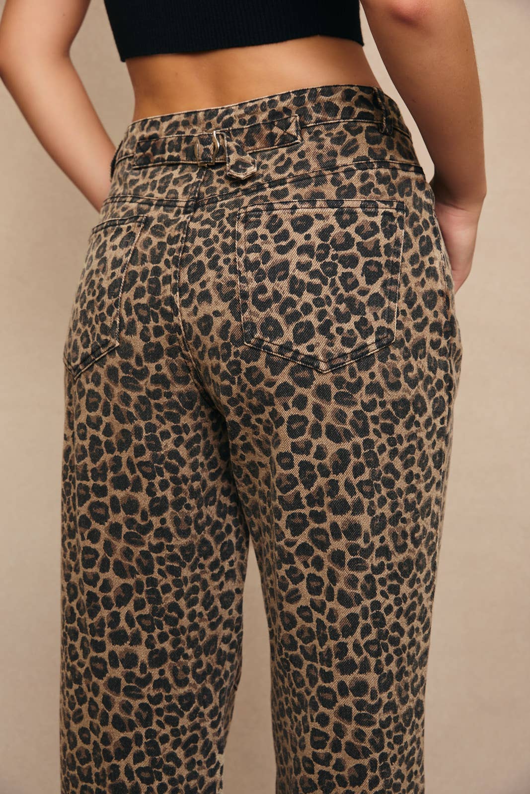 Mid Rise Leopard Print Boyfriend Jeans