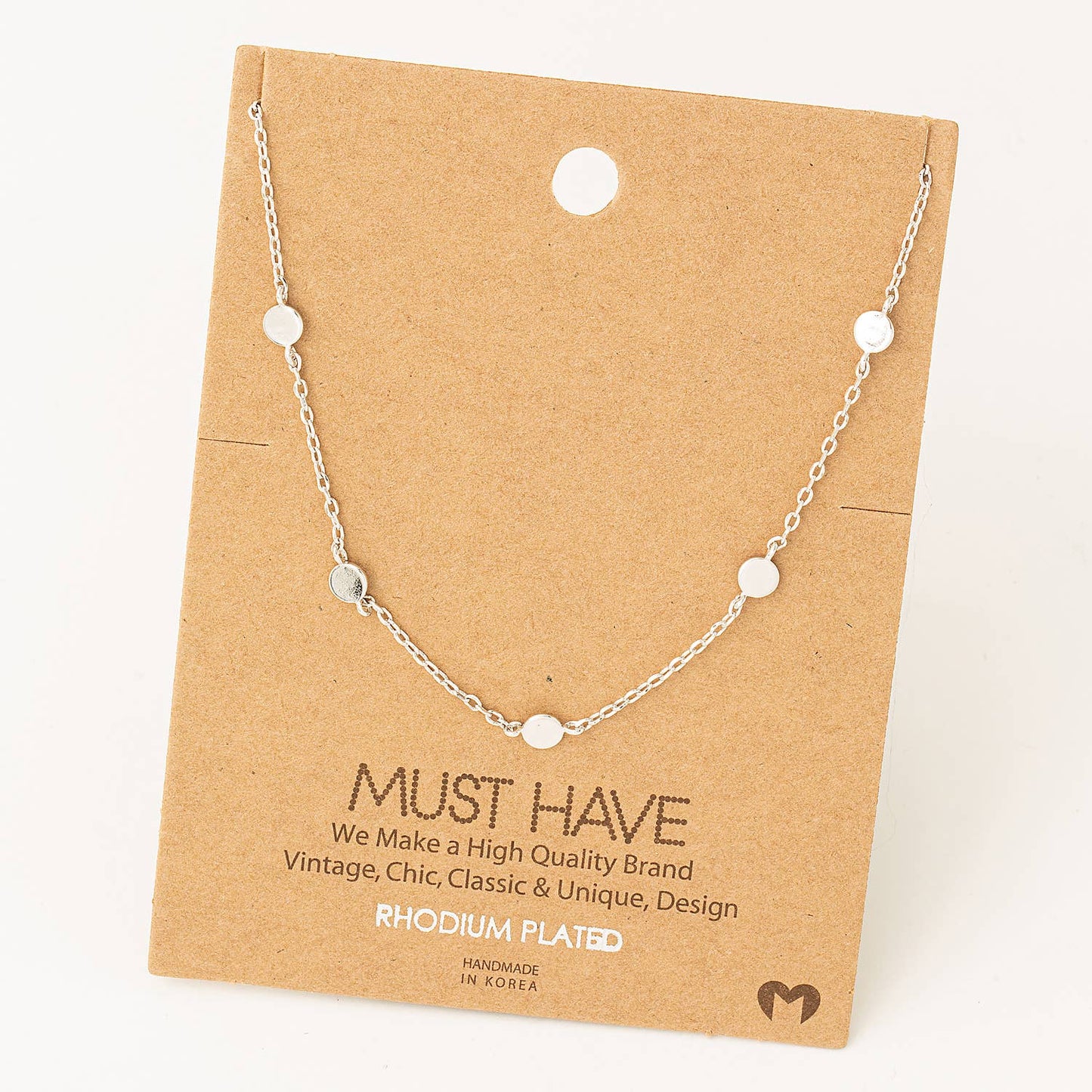 Dainty Circle Disc Station Necklace: Gold