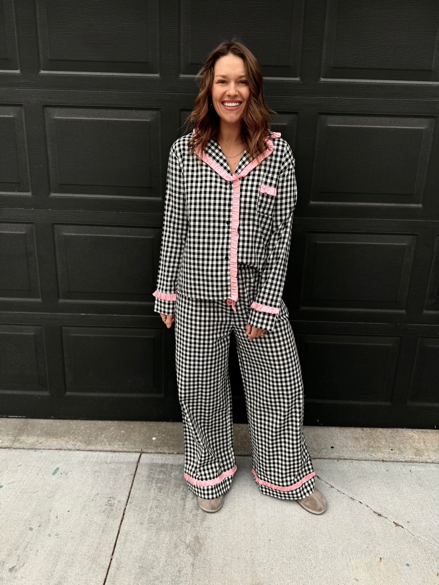 Gingham Ruffle Pajama Set