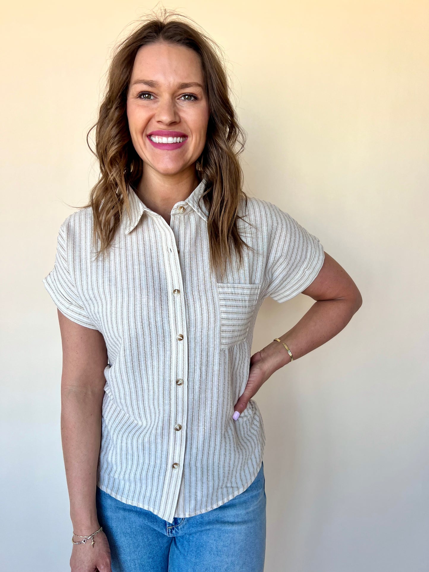 Lynny Linen Top - Khaki