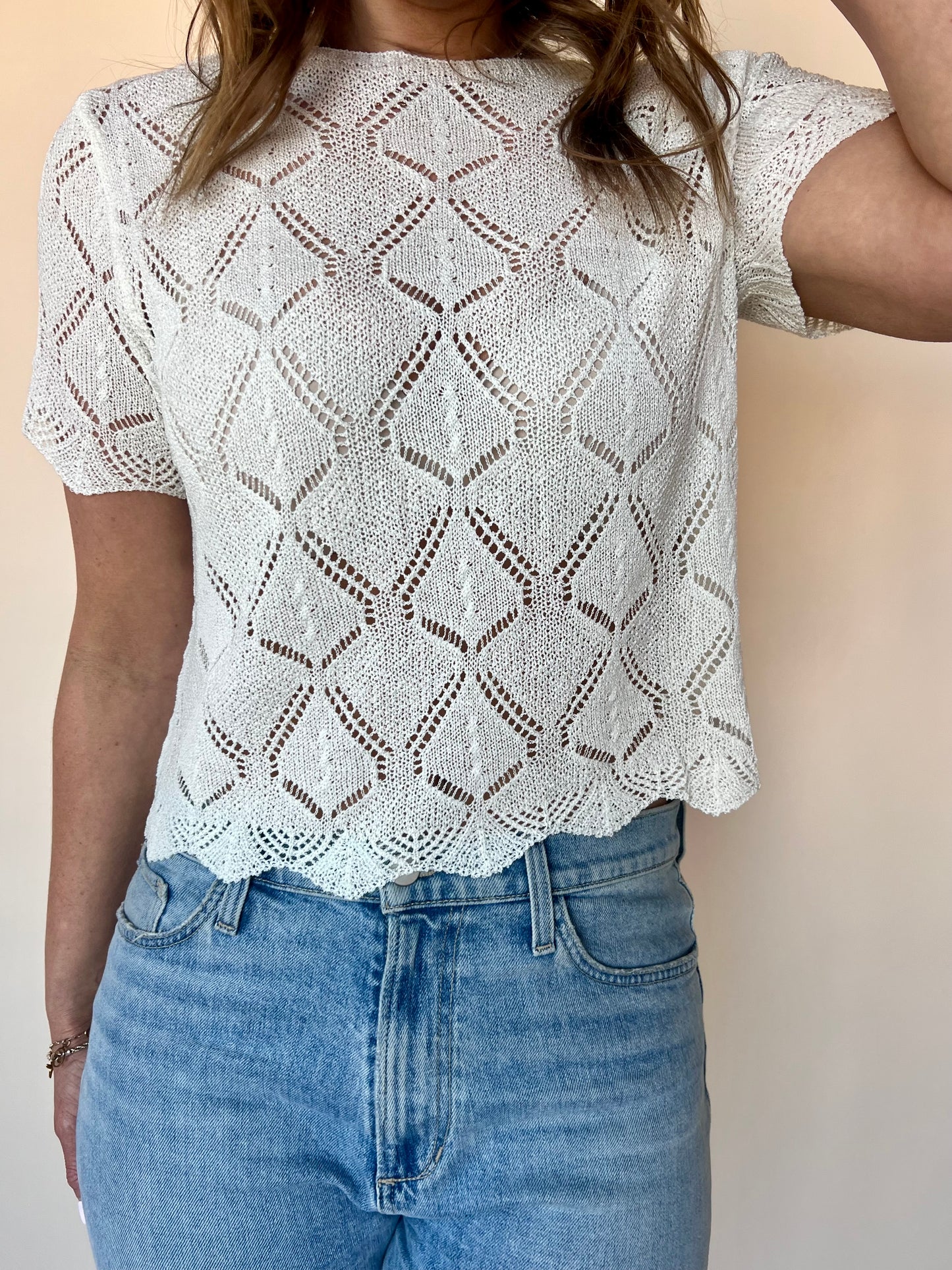 Open Stich Top - Cream