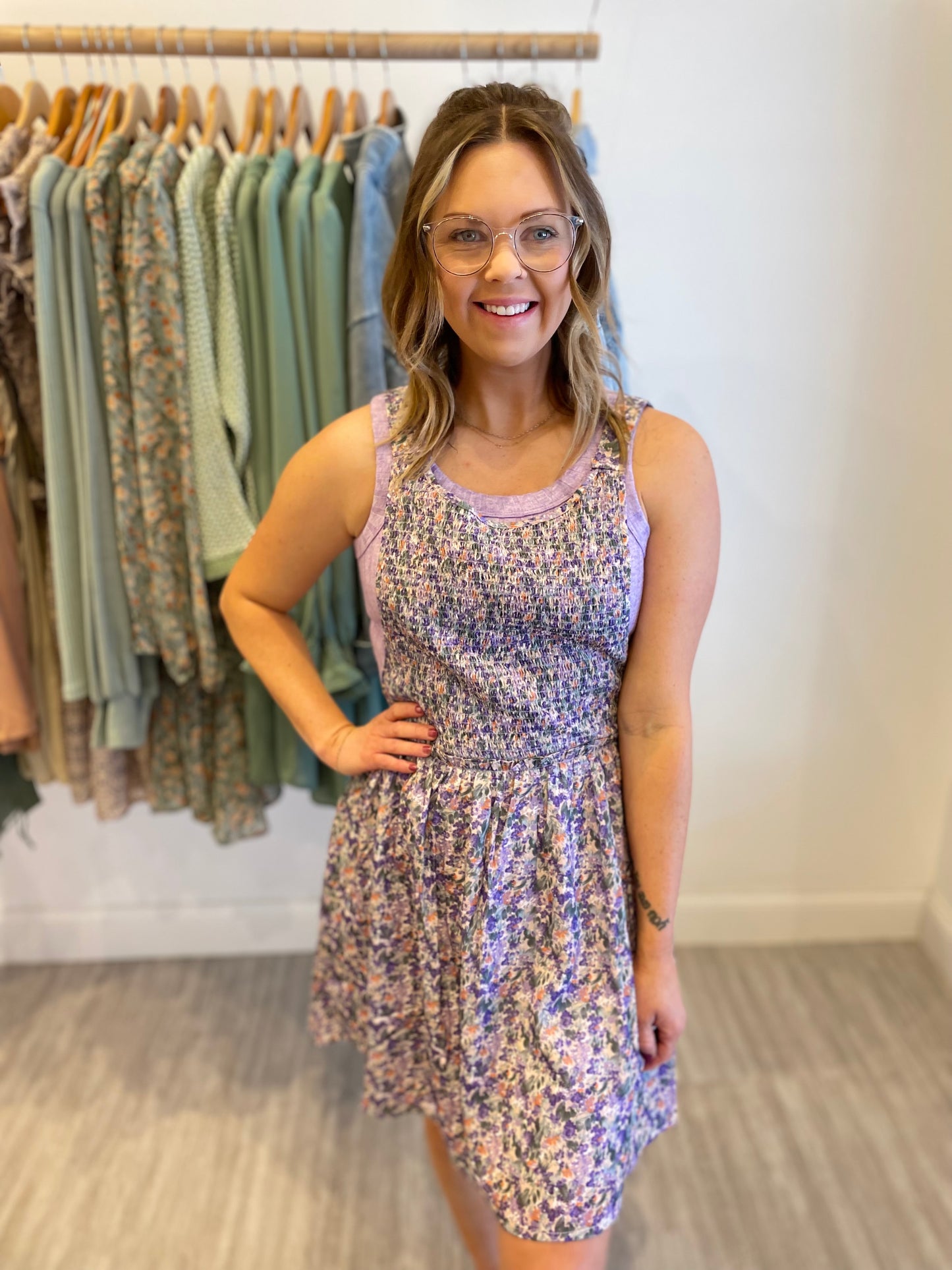 Tiny Floral Fave Dress - Lavender/Green
