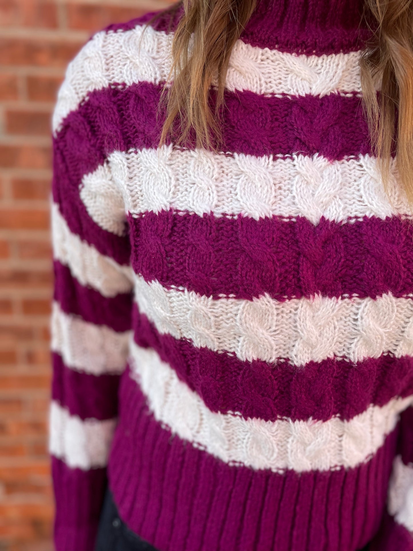 Striped Cable Knit - Purple