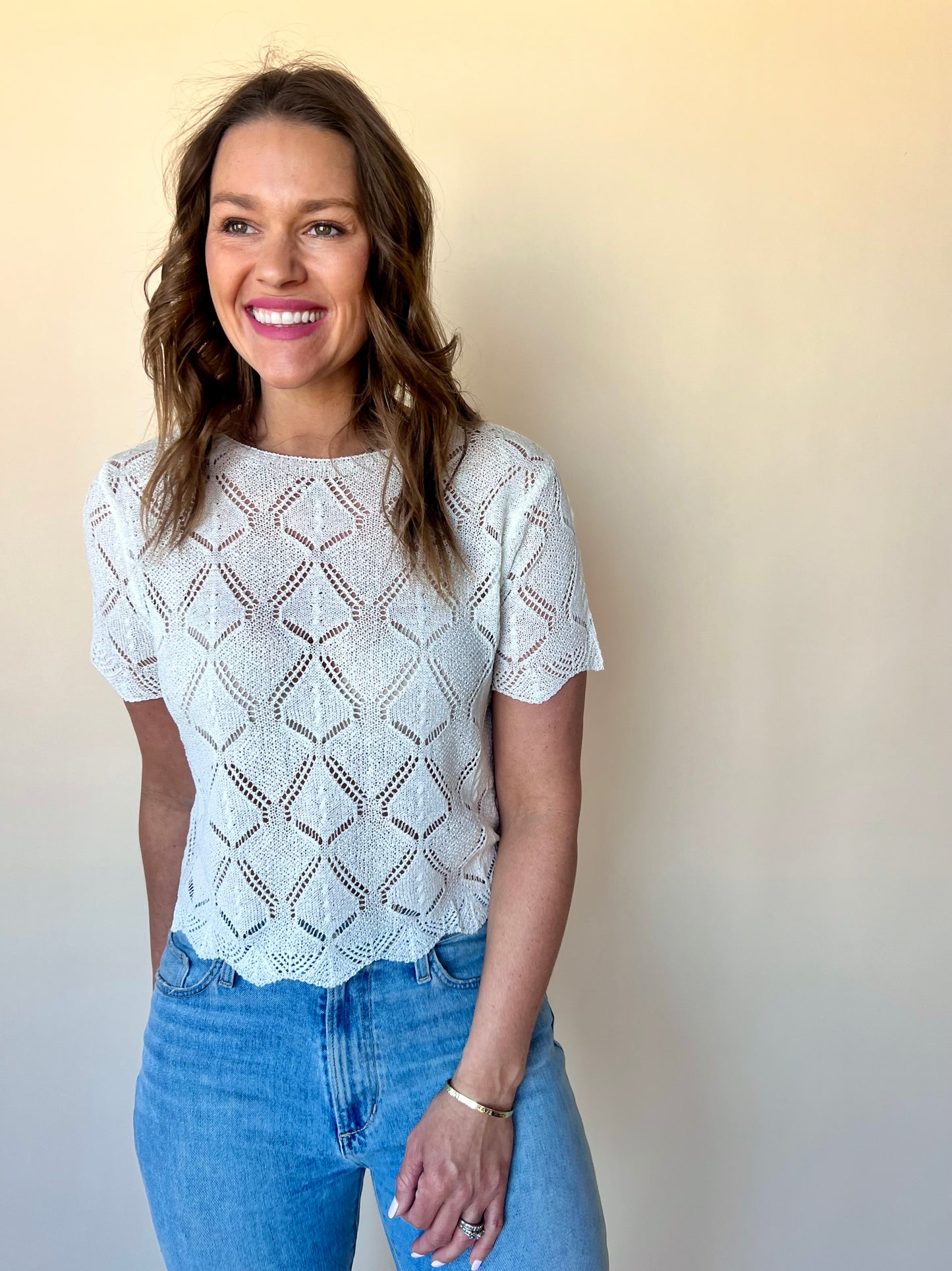 Open Stich Top - Cream