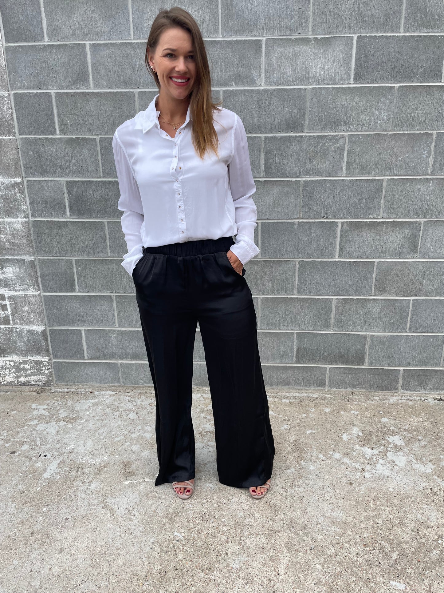 Silky Wide Leg Pant Black