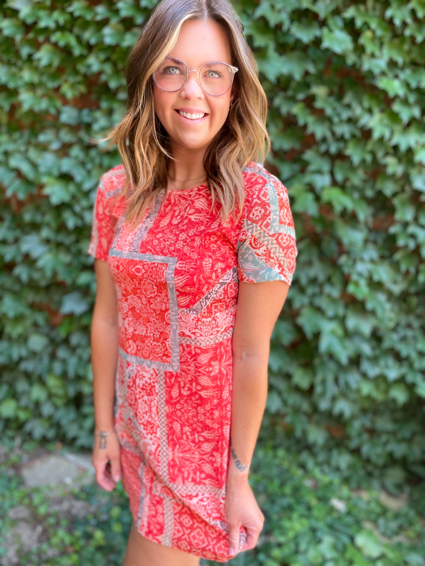 Print Red Dress