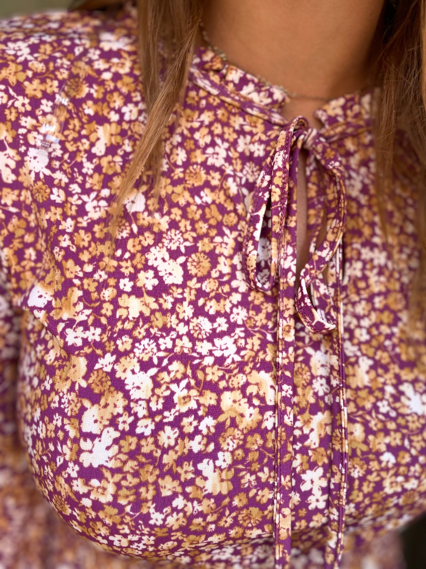 Purple Ivory Floral Dress