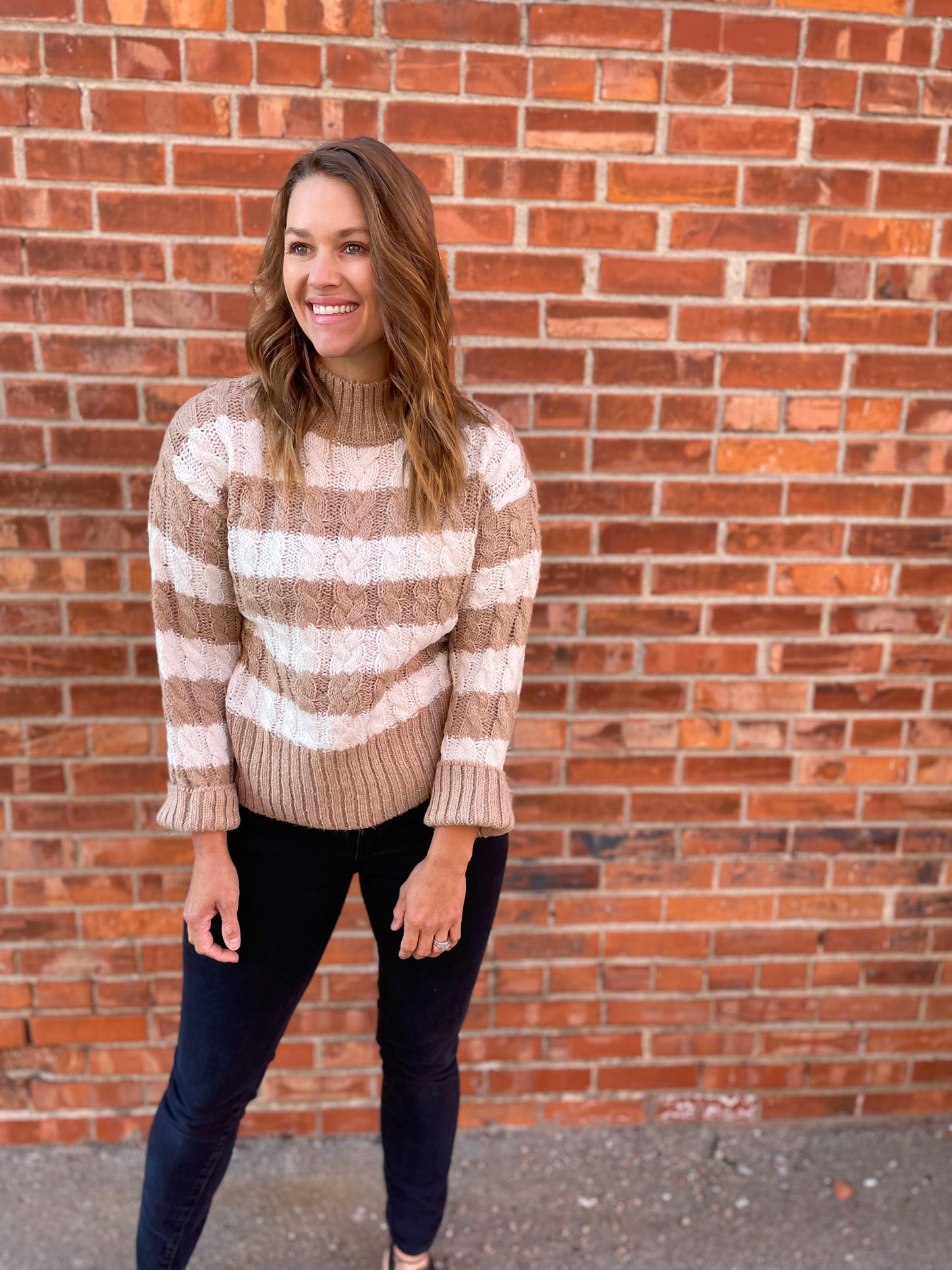 Striped Cable Knit - Tan