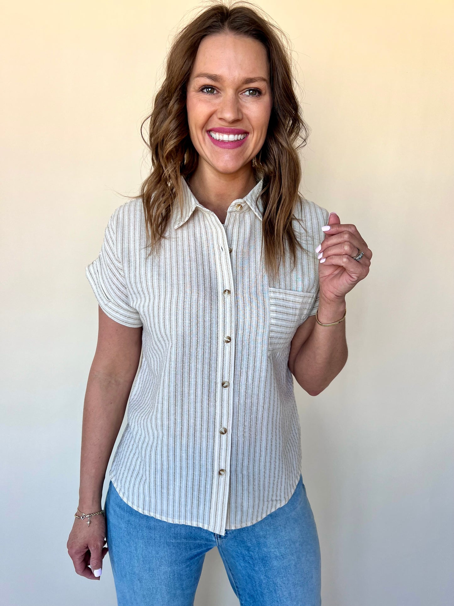 Lynny Linen Top - Khaki