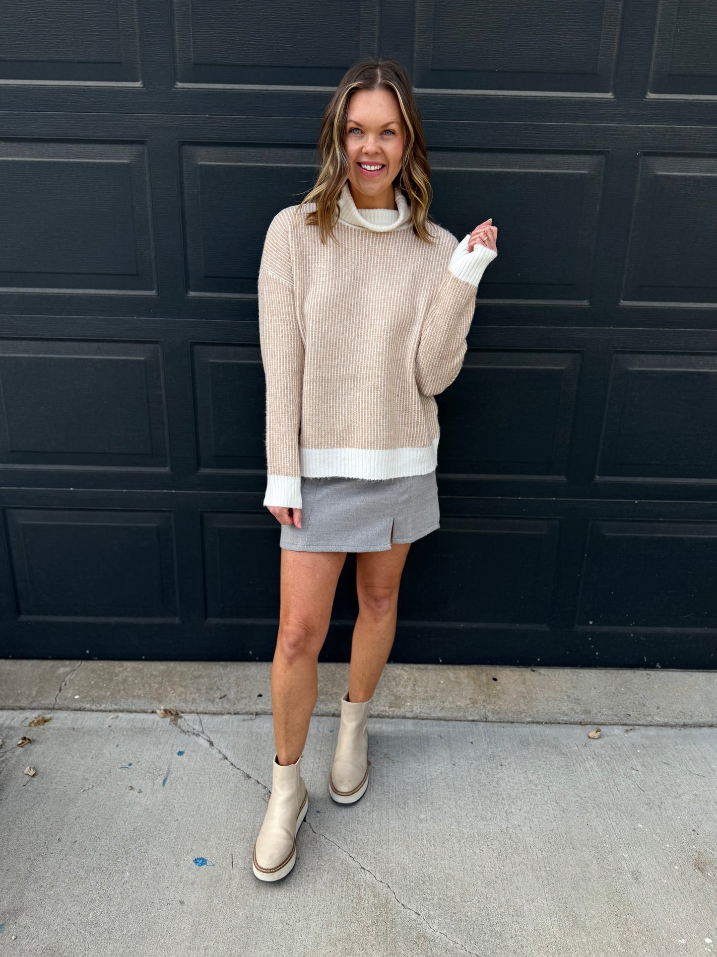 Brushed Twill Mini Skirt – Grey