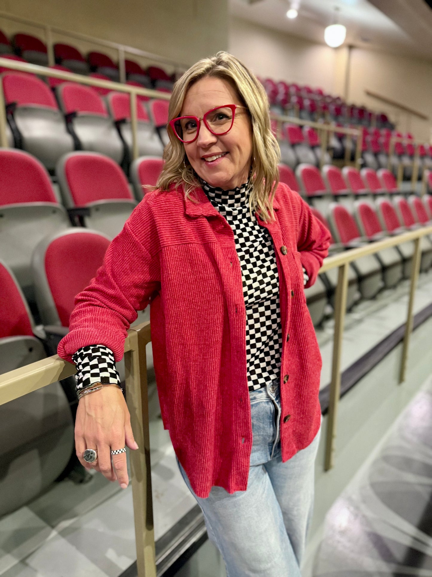 Cozy Ridge Brushed Rib Shacket - Red