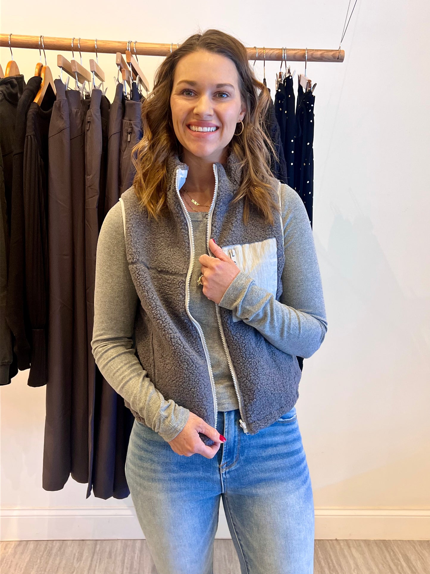 Reversible Fleece Vest - Charcoal