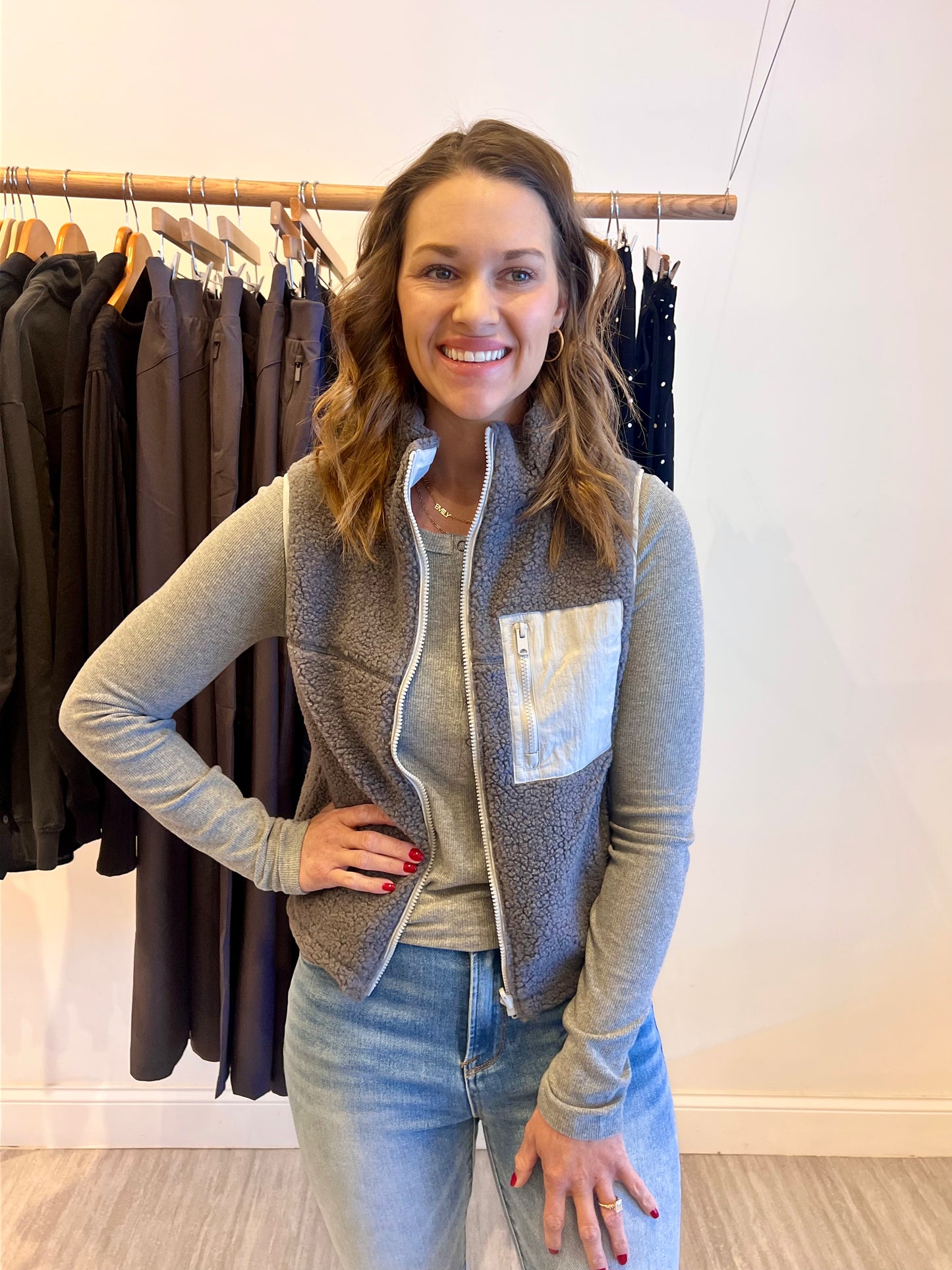 Reversible Fleece Vest - Charcoal